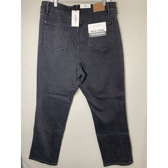 Judy Blue Jeans Womans 18W Black High Waist Rigid Magic Distressed 90's Straight - Picture 2 of 16